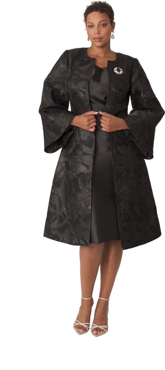 Brocade Jacket Dress Set with Bell Sleeves