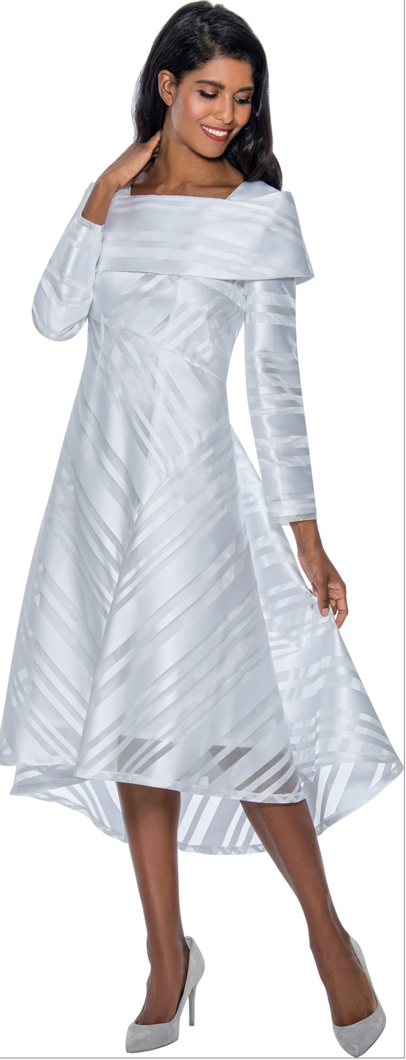 Dresses by Nubiano 831W - Portrait Collar Sheer Overlay PlusDress