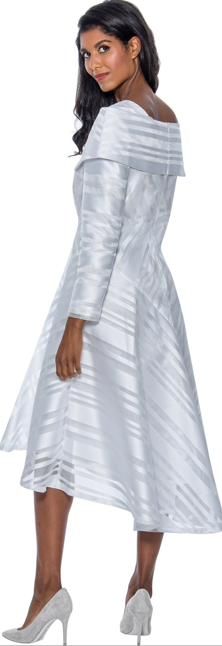 Dresses by Nubiano 831W - Portrait Collar Sheer Overlay PlusDress