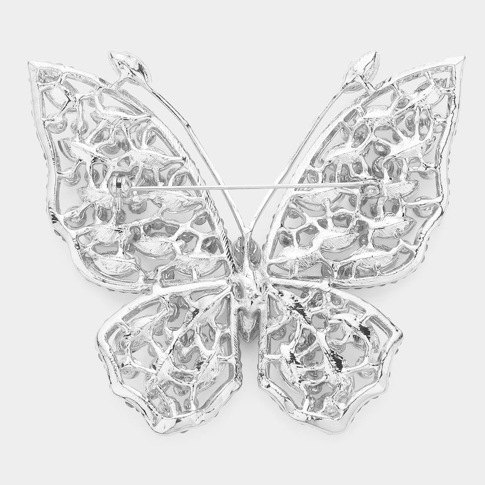 Multi Stone Embellished Butterfly Pin Brooch