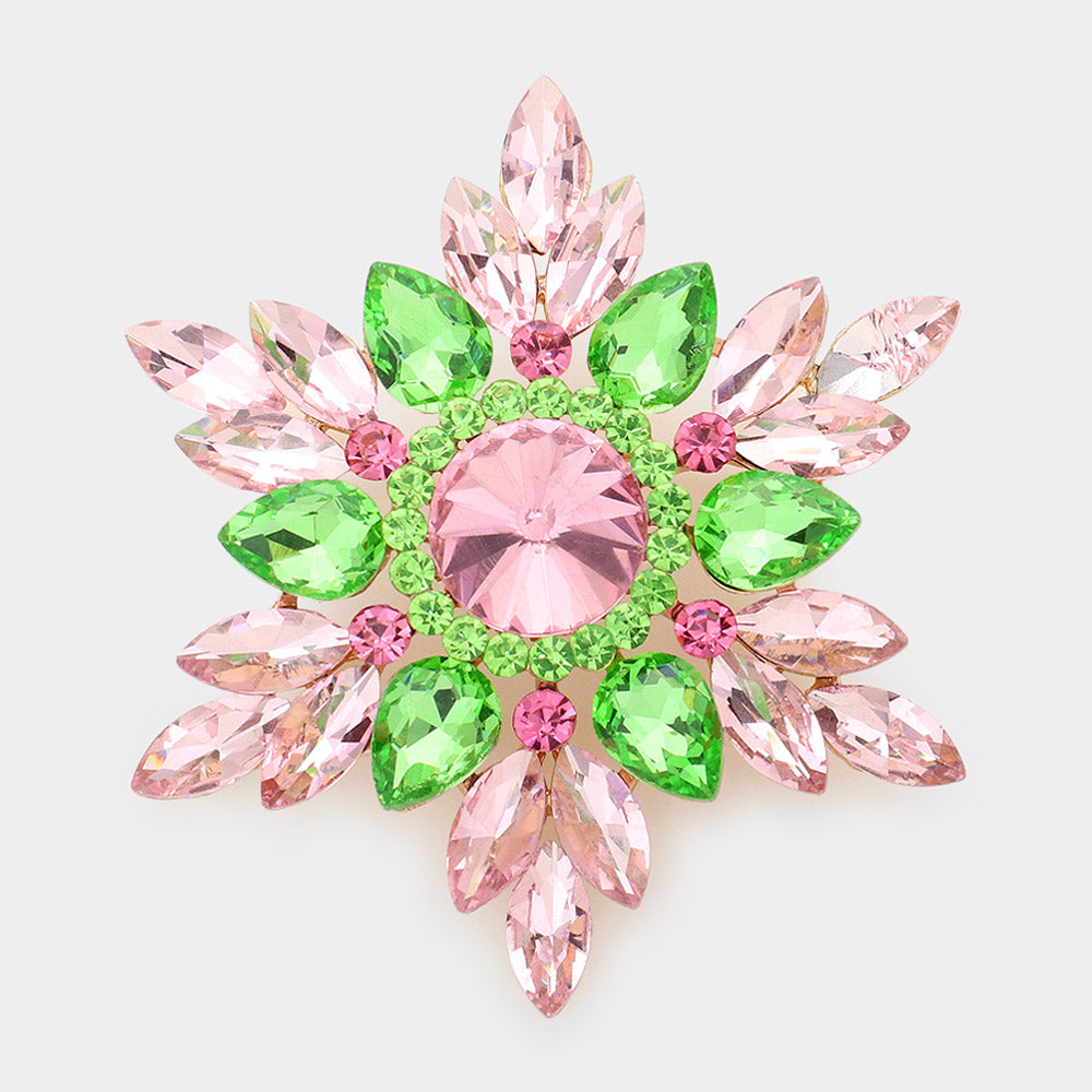Marquise Stone Cluster Pin Brooch