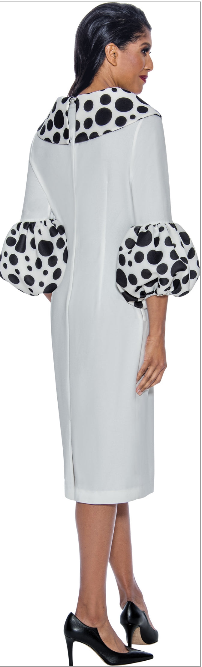 Dresses by Nubiano 12151 Print Collar and Cuffs Dress