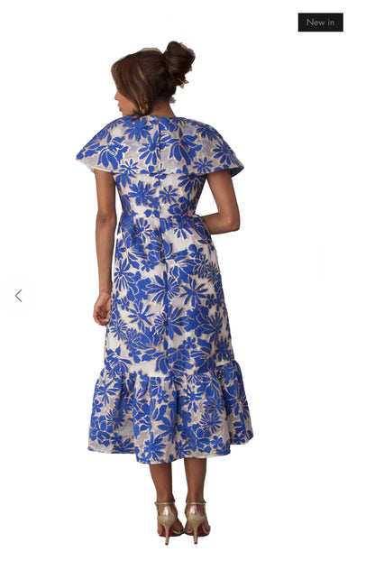 Chancelle 9725 - Brocade dress w/ruffle collar